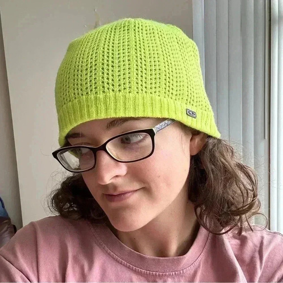 Champion Neon Green Crochet Outdoor Running Athleisure Beanie, OS - Picture 14 of 15